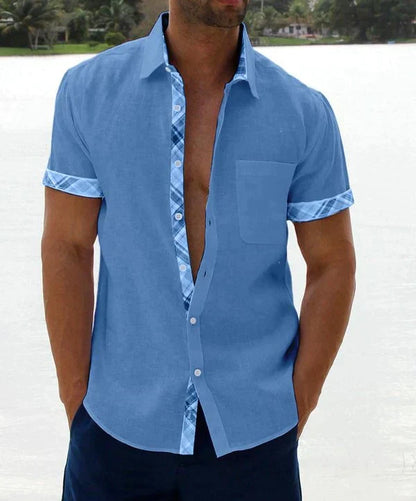 Camisa informal con botones y cuello a cuadros para hombre