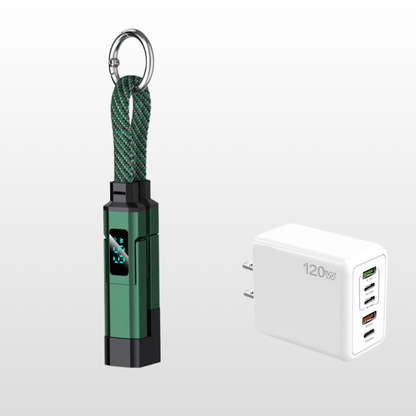 🔥OFERTA ESPECIAL 50% DE DESCUENTO🔥🔌 Cable de carga 4 en 1 con pantalla digital y llavero: carga rápida, resistente a las torceduras y compacto.
