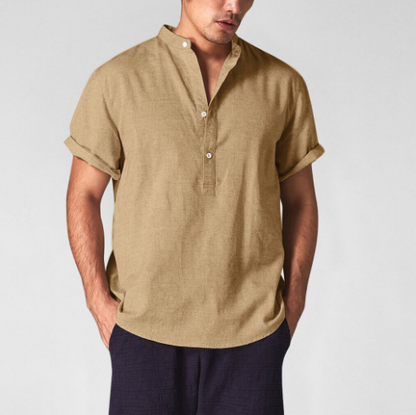 Camisas de hombre de manga corta de lino y algodón de verano (compre 2 envío gratis)