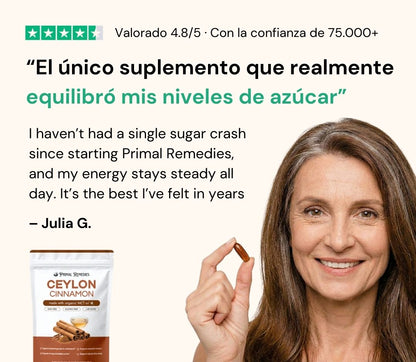 Ceylon Cinnamon equivalente a 7,200 mg con Aceite MCT