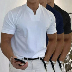 2026 hombre moda holgada cuello V manga corta verano