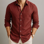 Camisa de Lino y Algodón para Hombre, Fresca y Ligera