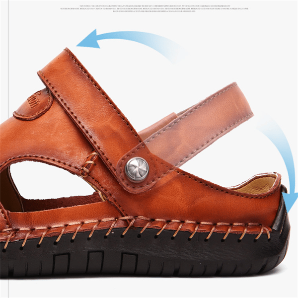 【Hecho a mano】Sandalias casuales de cuero suave de alta calidad para hombres.