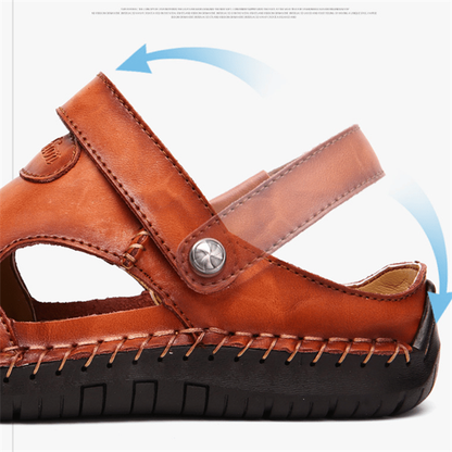 【Hecho a mano】Sandalias casuales de cuero suave de alta calidad para hombres.