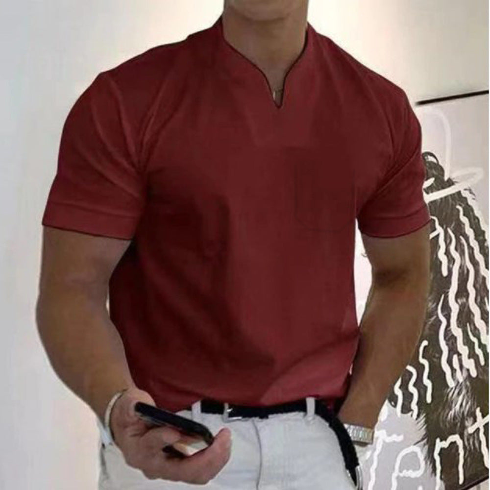 2026 hombre moda holgada cuello V manga corta verano