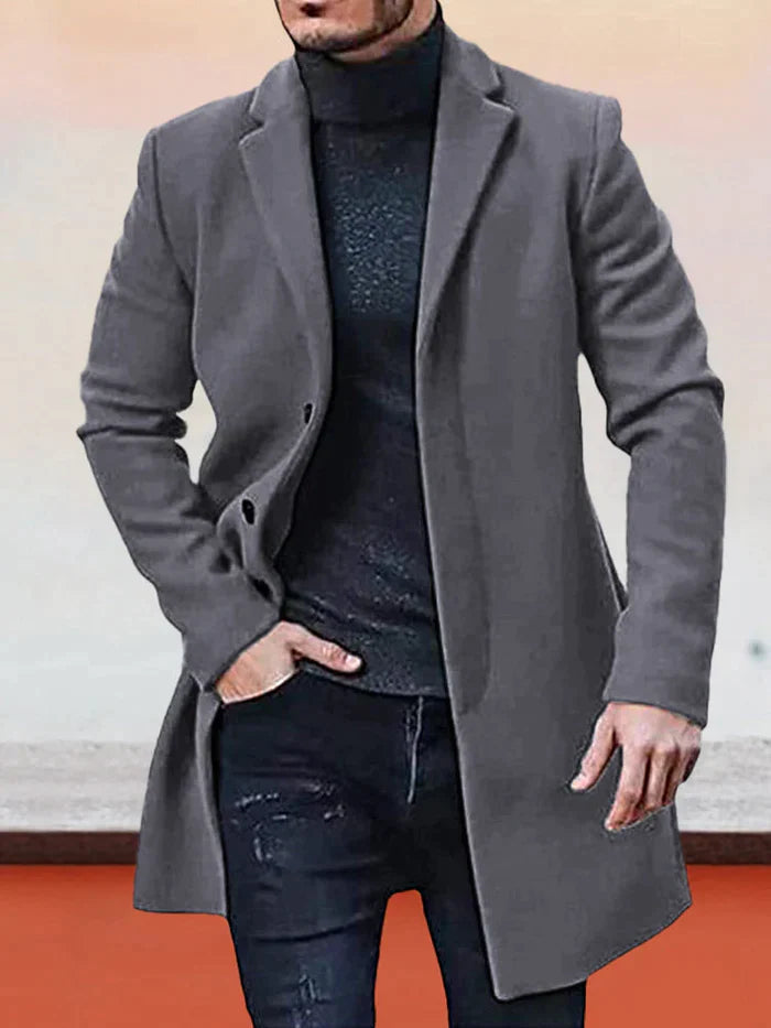 🧥🔥¡50% DCTO + ENVÍO GRATIS! Chaqueta para Hombre de Color Liso con Hebilla de Una Hilera – Estilo Elegante y Moderno ✨