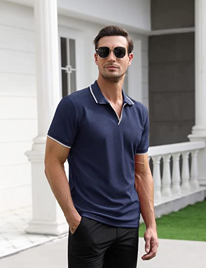 🔥40% de descuento🔥Camisas casuales de manga corta para hombre Slim Fit cuello en V