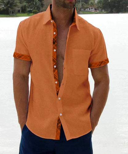 Camisa informal con botones y cuello a cuadros para hombre