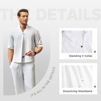 🌿Alta calidad 🌿Máxima comodidad💧Conjunto de dos piezas de algodón para hombre: Top y pantalón