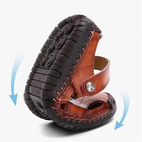 【Hecho a mano】Sandalias casuales de cuero suave de alta calidad para hombres.