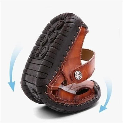【Hecho a mano】Sandalias casuales de cuero suave de alta calidad para hombres.
