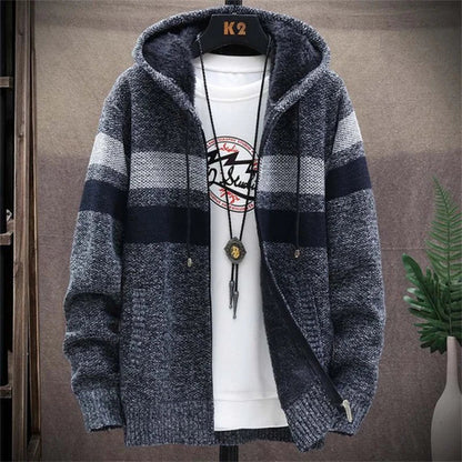 Chaqueta cálida de polar a rayas para hombre