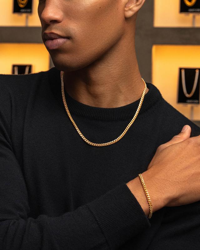 Cadena Cuban Link Dorada para Hombre de Acero Inoxidable