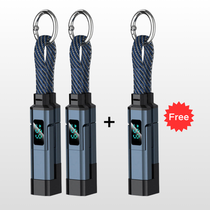 🔥OFERTA ESPECIAL 50% DE DESCUENTO🔥🔌 Cable de carga 4 en 1 con pantalla digital y llavero: carga rápida, resistente a las torceduras y compacto.