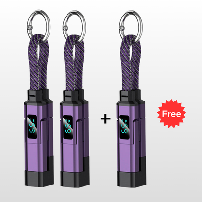 🔥OFERTA ESPECIAL 50% DE DESCUENTO🔥🔌 Cable de carga 4 en 1 con pantalla digital y llavero: carga rápida, resistente a las torceduras y compacto.