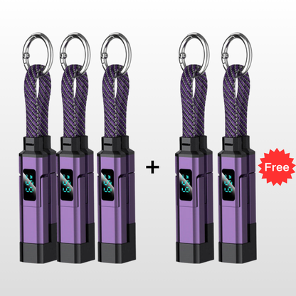🔥OFERTA ESPECIAL 50% DE DESCUENTO🔥🔌 Cable de carga 4 en 1 con pantalla digital y llavero: carga rápida, resistente a las torceduras y compacto.