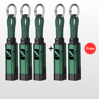 🔥OFERTA ESPECIAL 50% DE DESCUENTO🔥🔌 Cable de carga 4 en 1 con pantalla digital y llavero: carga rápida, resistente a las torceduras y compacto.