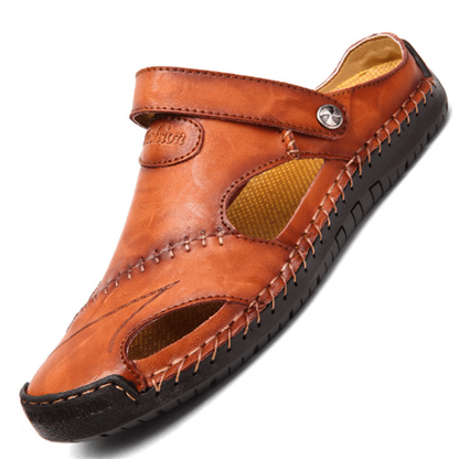 【Hecho a mano】Sandalias casuales de cuero suave de alta calidad para hombres.