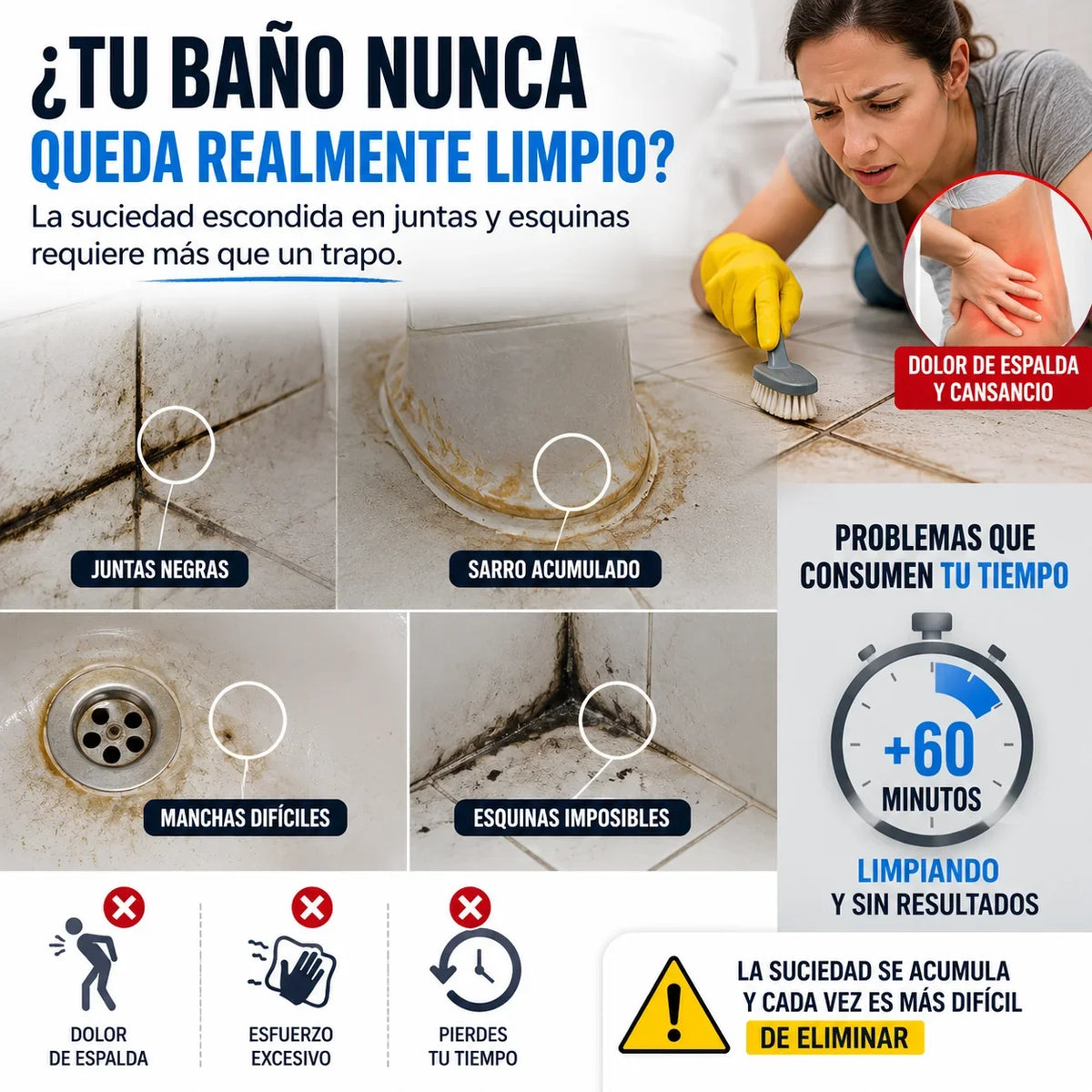 Cepillo Eléctrico Recargable con Mango Extensible y 9 Cabezales
