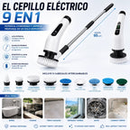 Cepillo Eléctrico Recargable con Mango Extensible y 9 Cabezales