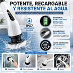 Cepillo Eléctrico Recargable con Mango Extensible y 9 Cabezales
