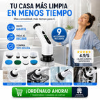 Cepillo Eléctrico Recargable con Mango Extensible y 9 Cabezales