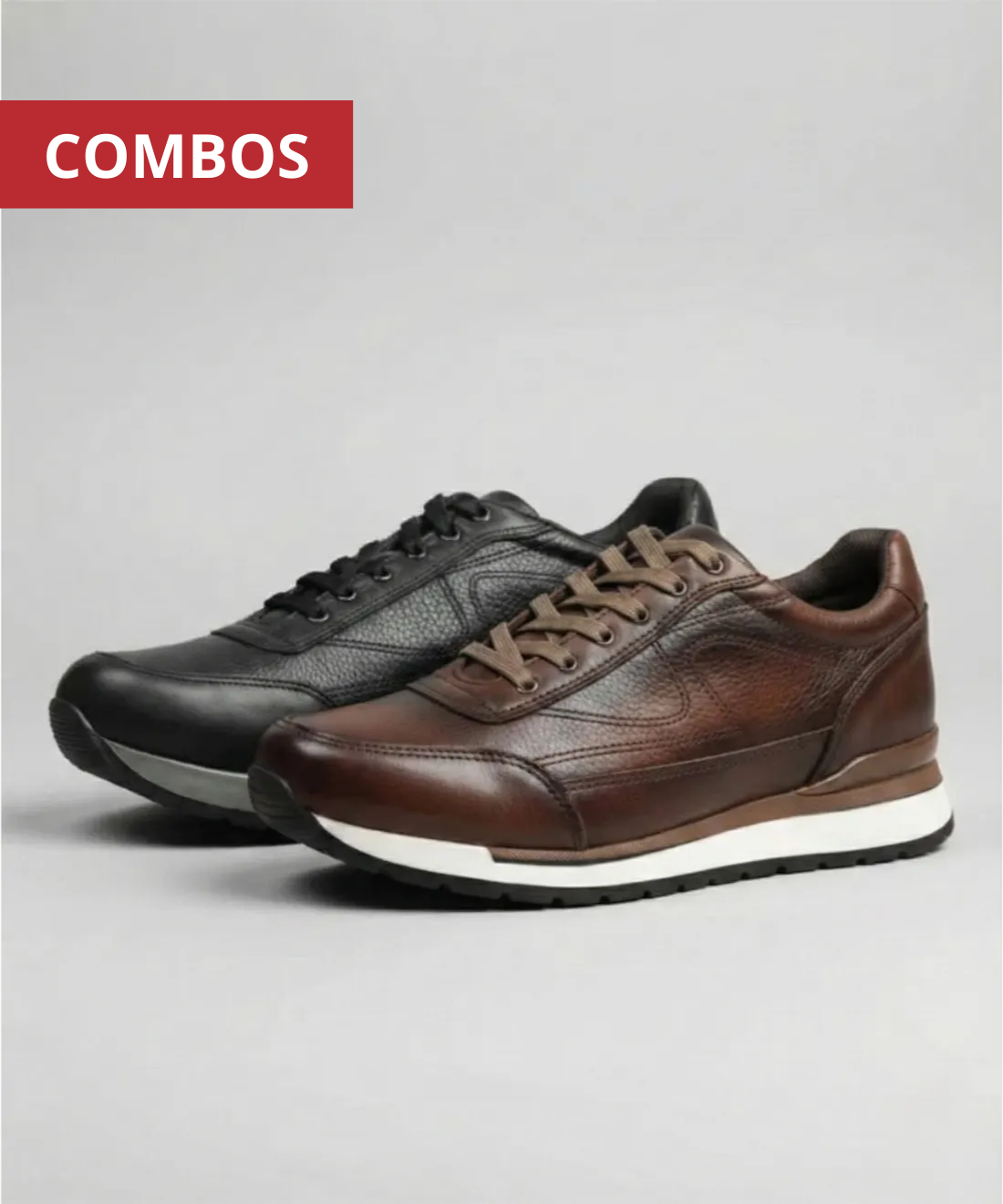 Tenis Casuales de Piel para Hombre – 2 Pares