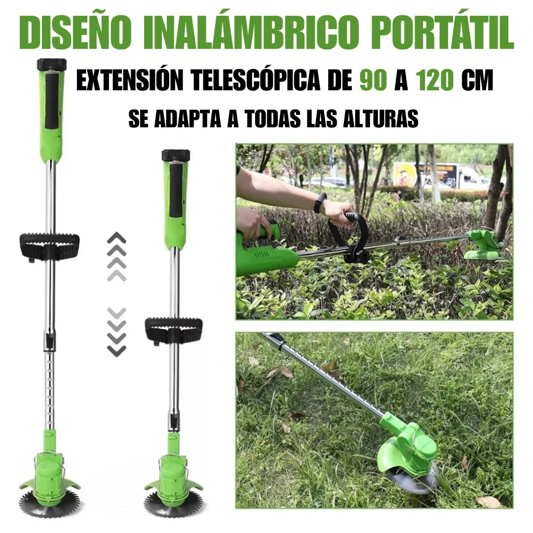 Cortadora de Pasto Inalámbrica Potente y Profesional (2 Baterías de Regalo + Accesorios🎁)