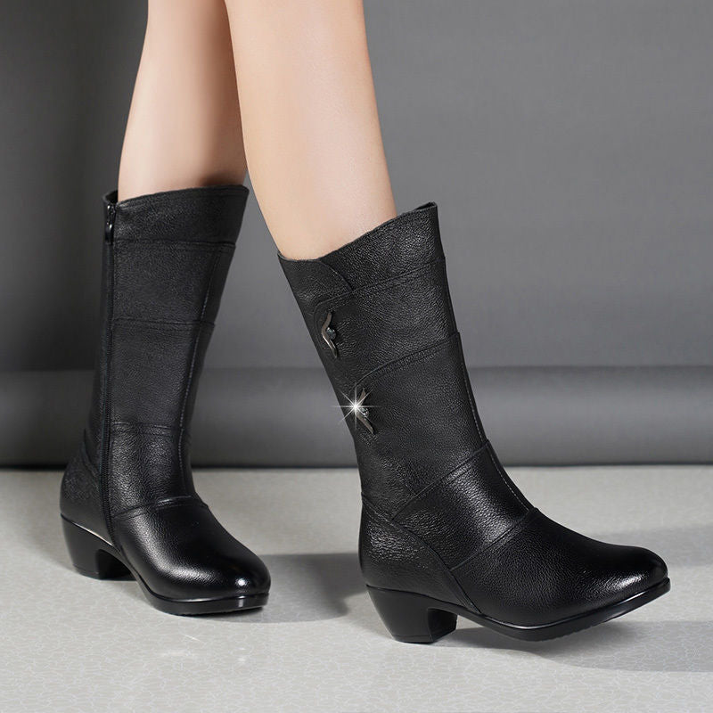 Botas de piel suave Botas de media pantorrilla de piel suave