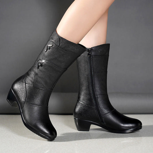 Botas de piel suave Botas de media pantorrilla de piel suave