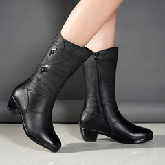 Botas de piel suave Botas de media pantorrilla de piel suave