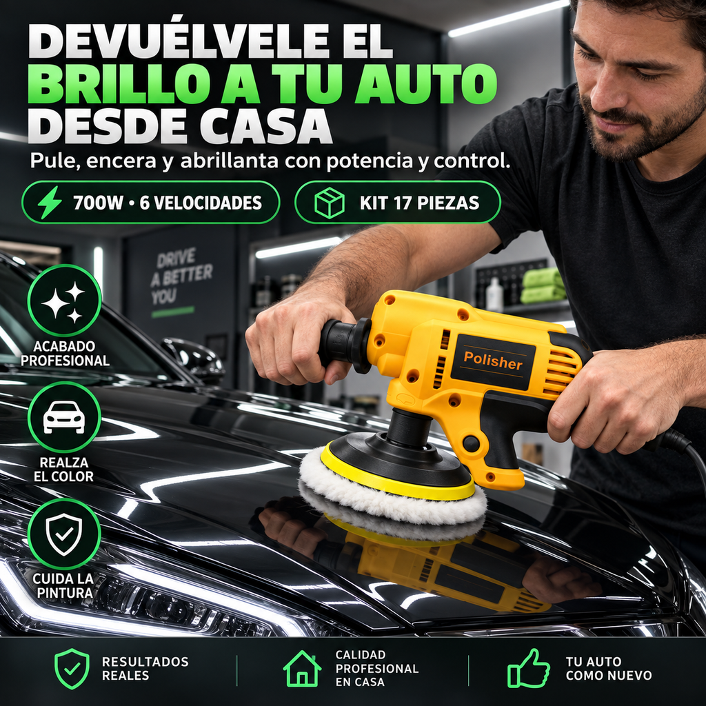 Pulidora para Auto 700W con 6 Velocidades y Accesorios