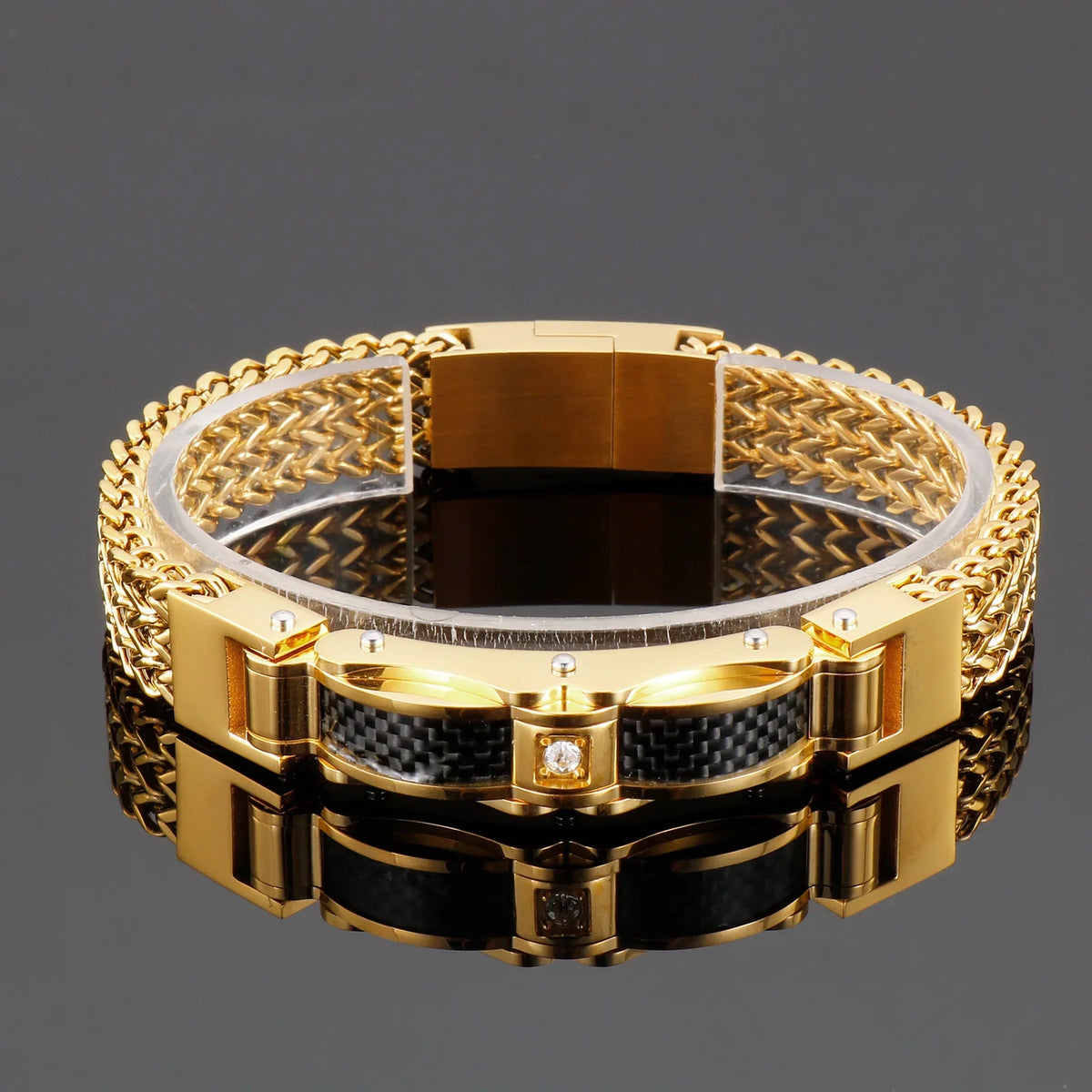Brazalete de Acero para Hombre con Cierre Magnético – Dorado o Plateado