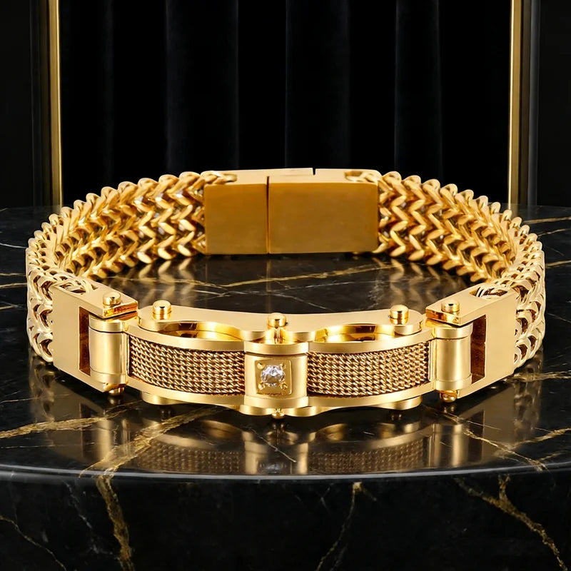 Brazalete de Acero para Hombre con Cierre Magnético – Dorado o Plateado