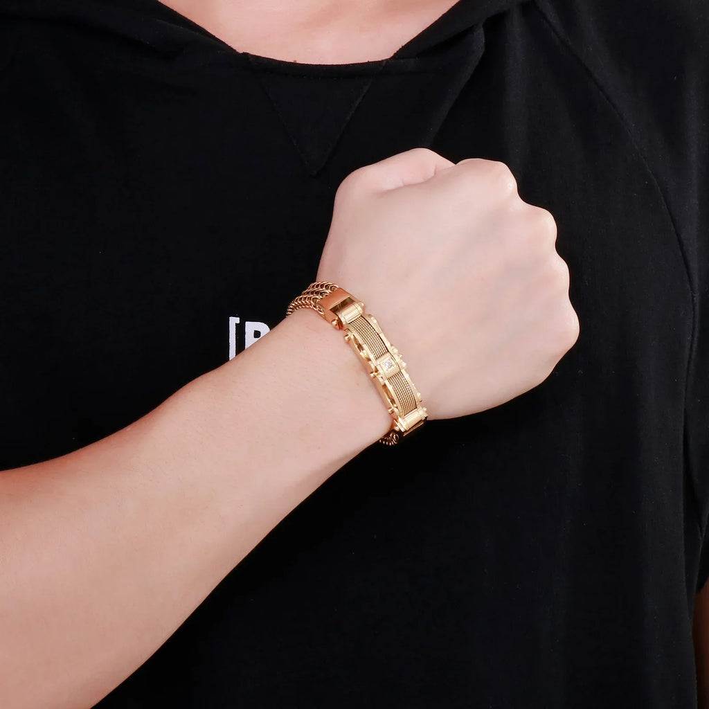 Brazalete de Acero para Hombre con Cierre Magnético – Dorado o Plateado
