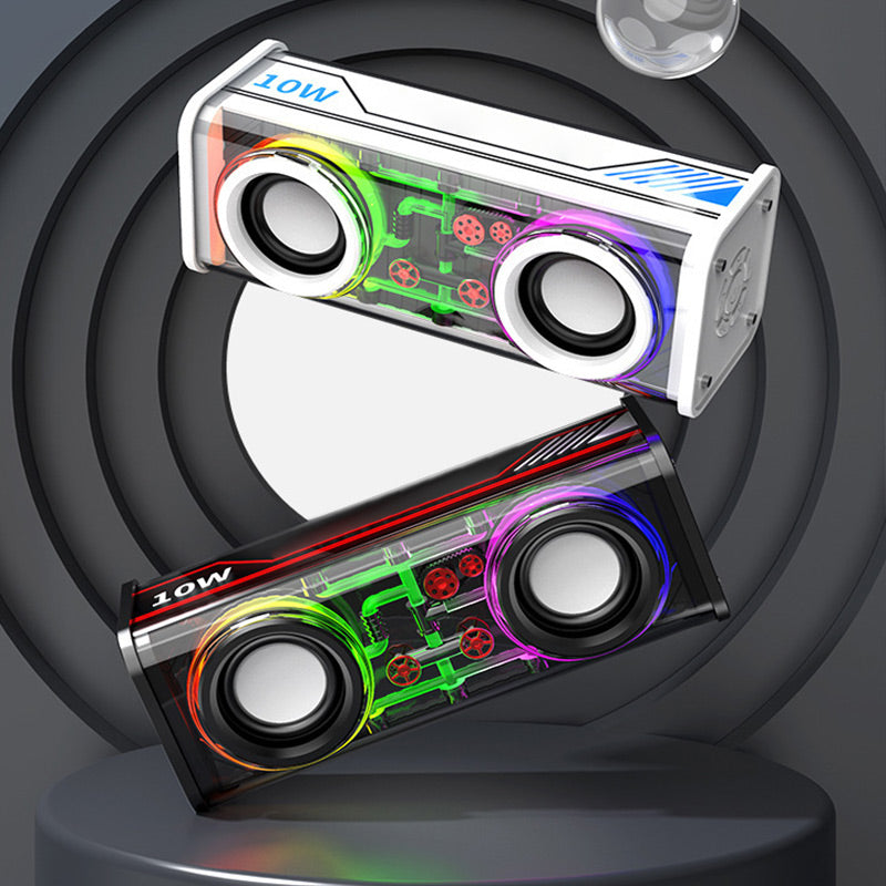 🔥2023 Nuevo Cyberpunk Luces coloridas Altavoz Bluetooth V8 Doble barra Diafragma de bajos Compatible con series