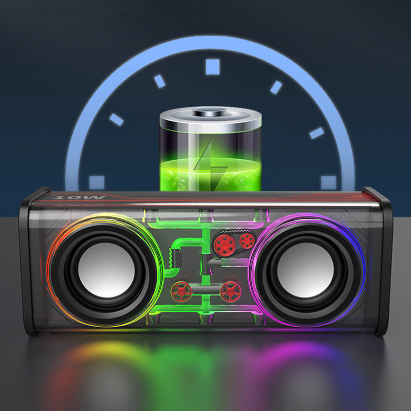 🔥2023 Nuevo Cyberpunk Luces coloridas Altavoz Bluetooth V8 Doble barra Diafragma de bajos Compatible con series