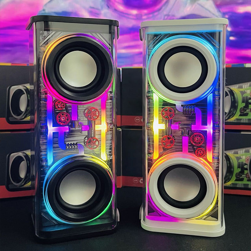 🔥2023 Nuevo Cyberpunk Luces coloridas Altavoz Bluetooth V8 Doble barra Diafragma de bajos Compatible con series