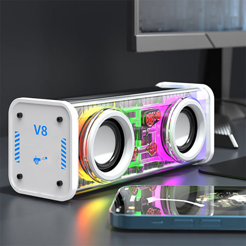 🔥2023 Nuevo Cyberpunk Luces coloridas Altavoz Bluetooth V8 Doble barra Diafragma de bajos Compatible con series