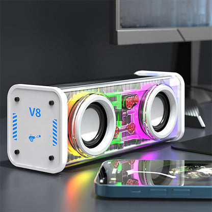 🔥2023 Nuevo Cyberpunk Luces coloridas Altavoz Bluetooth V8 Doble barra Diafragma de bajos Compatible con series