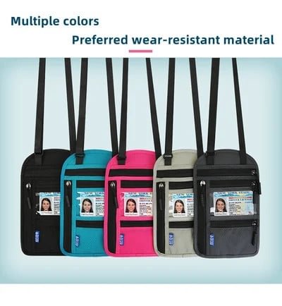 Bolsa de cuello para viajar con cartera de cuello con bloqueo RFID para pasaporte