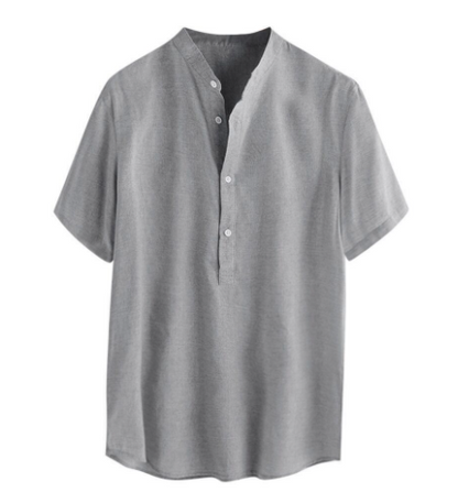 Camisas de hombre de manga corta de lino y algodón de verano (compre 2 envío gratis)