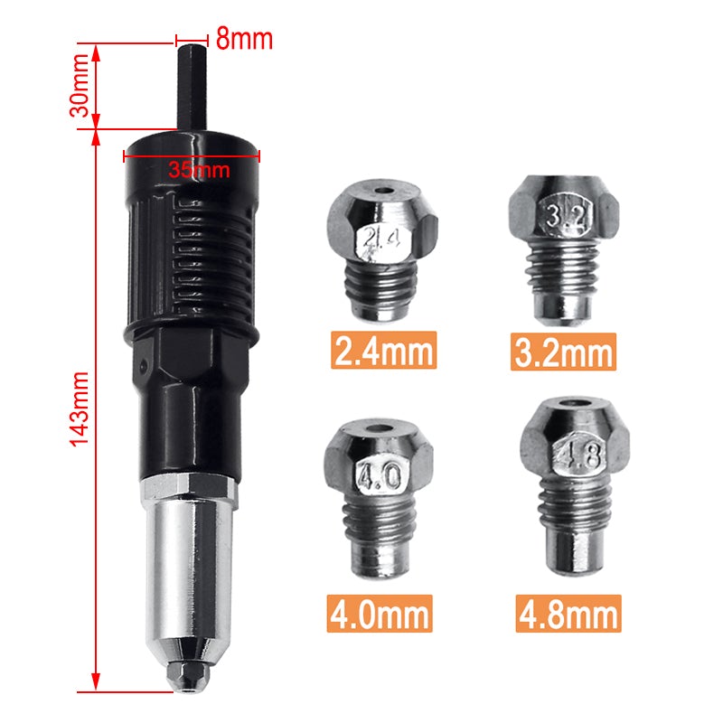 Adaptador Remachador para Taladro con 4 Boquillas - vista 6