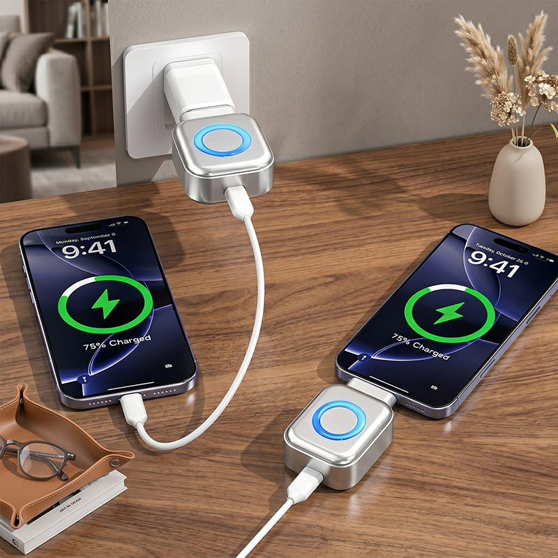Adaptador USB-C con apagado automático en la mesa