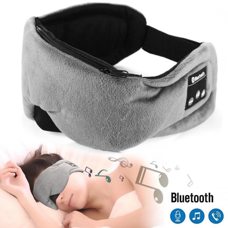 Antifaz para dormir con audífonos Bluetooth gris con controles