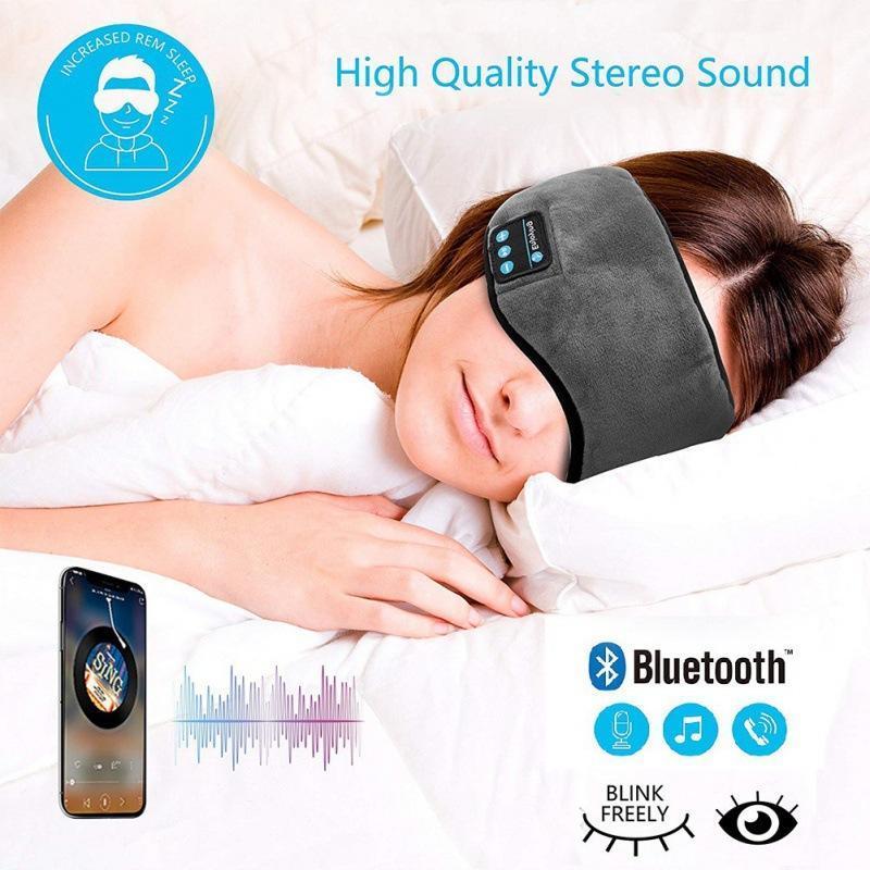 Antifaz para dormir con audífonos Bluetooth gris