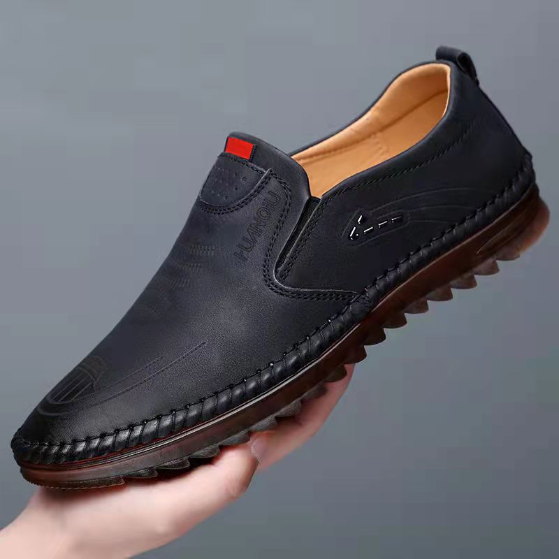 zapatos casuales de cuero transpirables para hombres