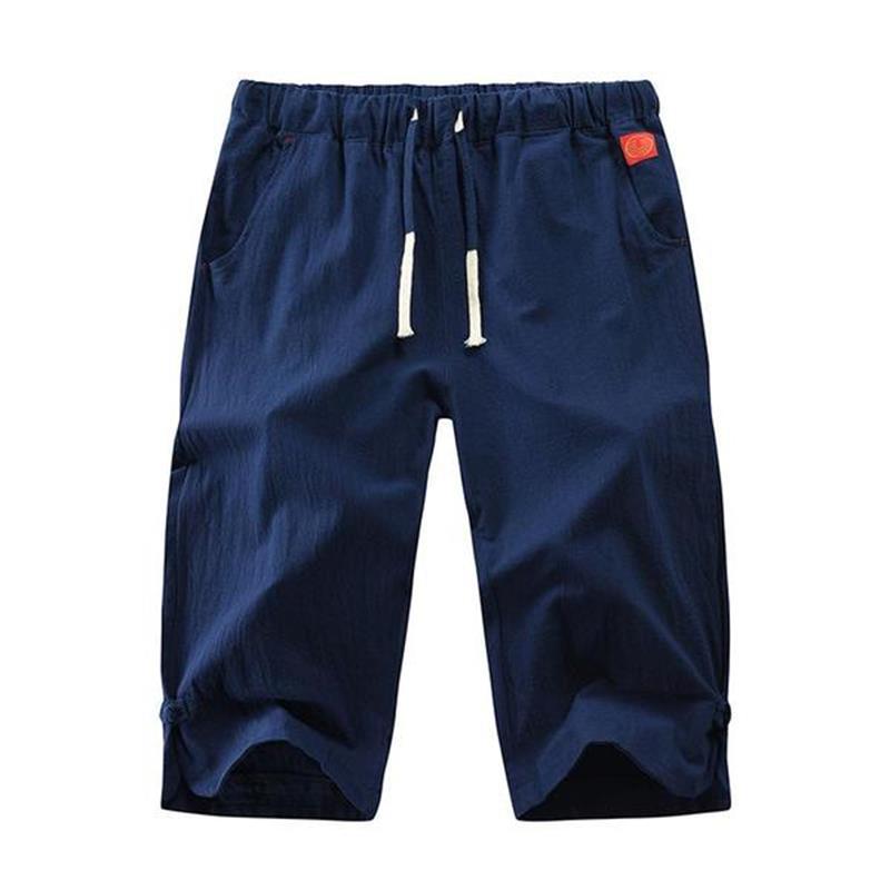 Bermuda de Algodón y Lino para Hombre en color azul marino
