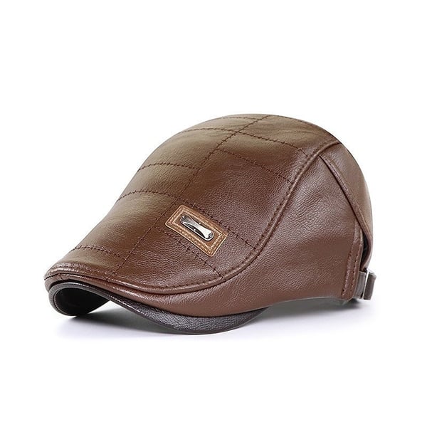 Boina de Cuero para Hombre Estilo Vintage en color castaño claro