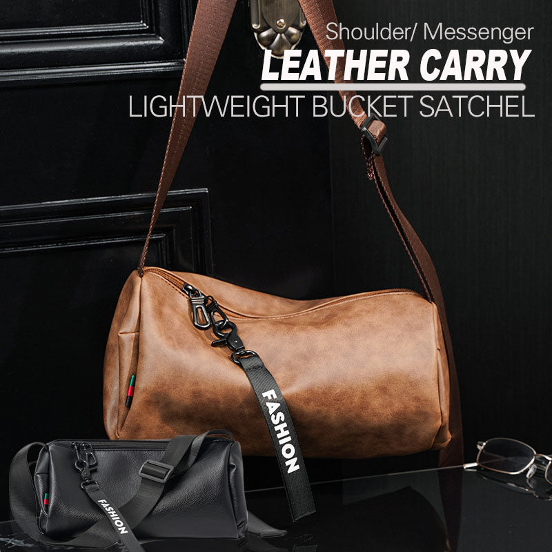 Bolso Bombonera de Piel Sintética para Hombre en color marrón